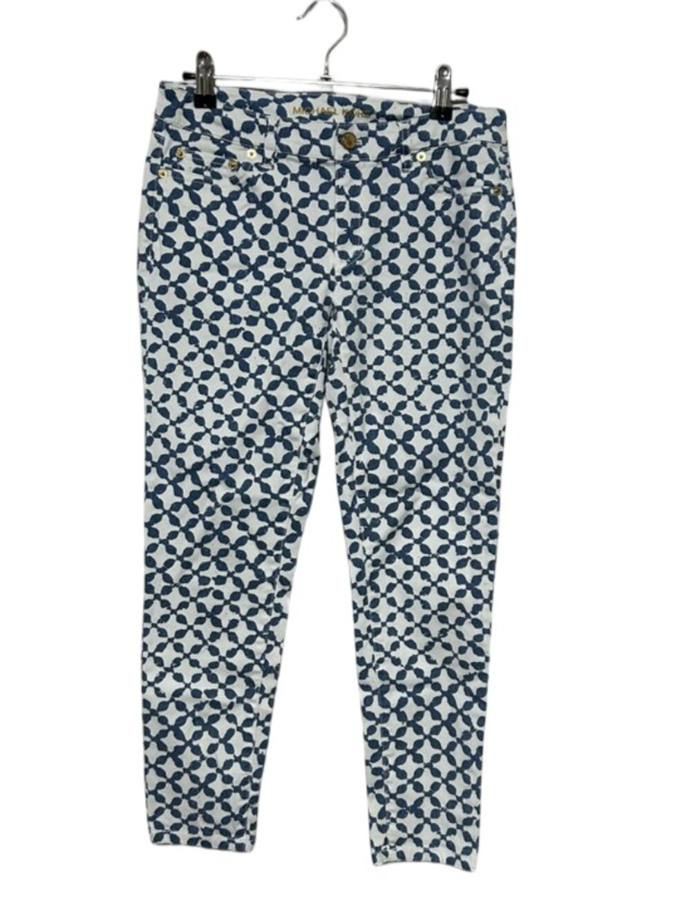 Michael Kors Size 2 Blue White Pattern Skinny Pants